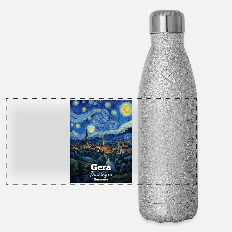 Gera Thuringia Germany Sternennacht Panorama Glitzer Isolierflasche 500 ml