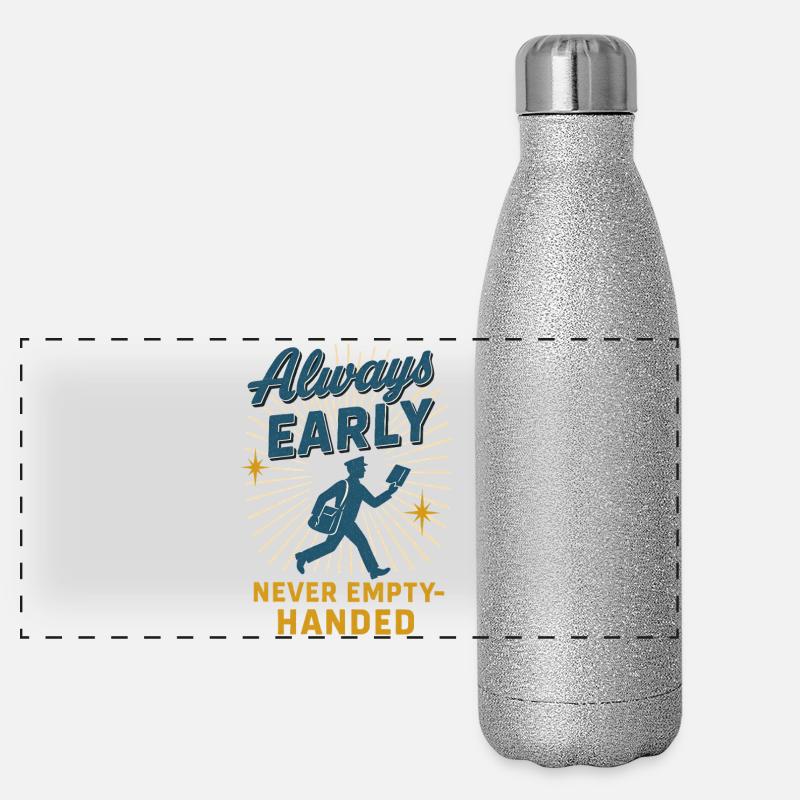 Always there early | Postman Deliverer Humor Panoramic Glitter Thermal Bottle 500 ml