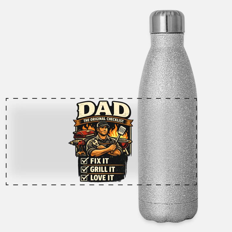 Papa Design Vatertag Grillen Geschenk Panorama Glitzer Isolierflasche 500 ml