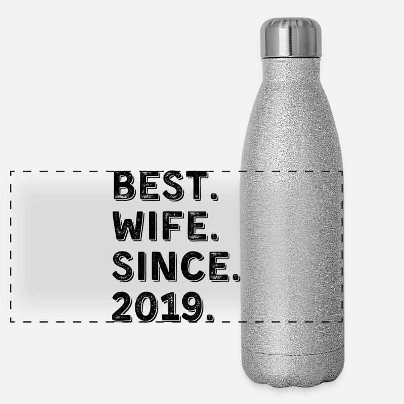 Beste Ehefrau seit 2019 7-Jahres-Jubiläumsgeschenk Panorama Glitzer Isolierflasche 500 ml