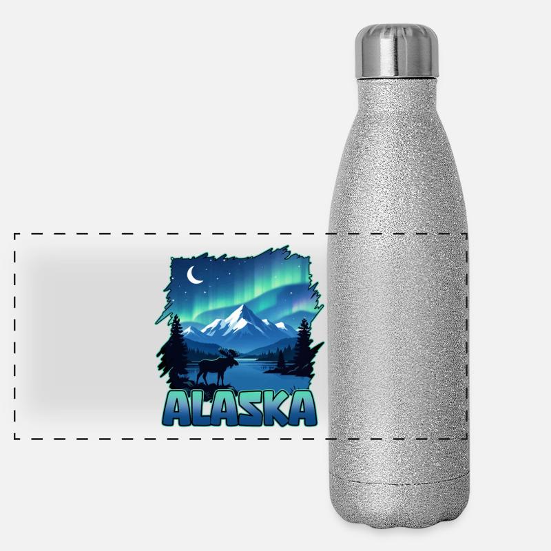 Alaska Lights Aurora Borealis Beobachtung Alaskas Panorama Glitzer Isolierflasche 500 ml