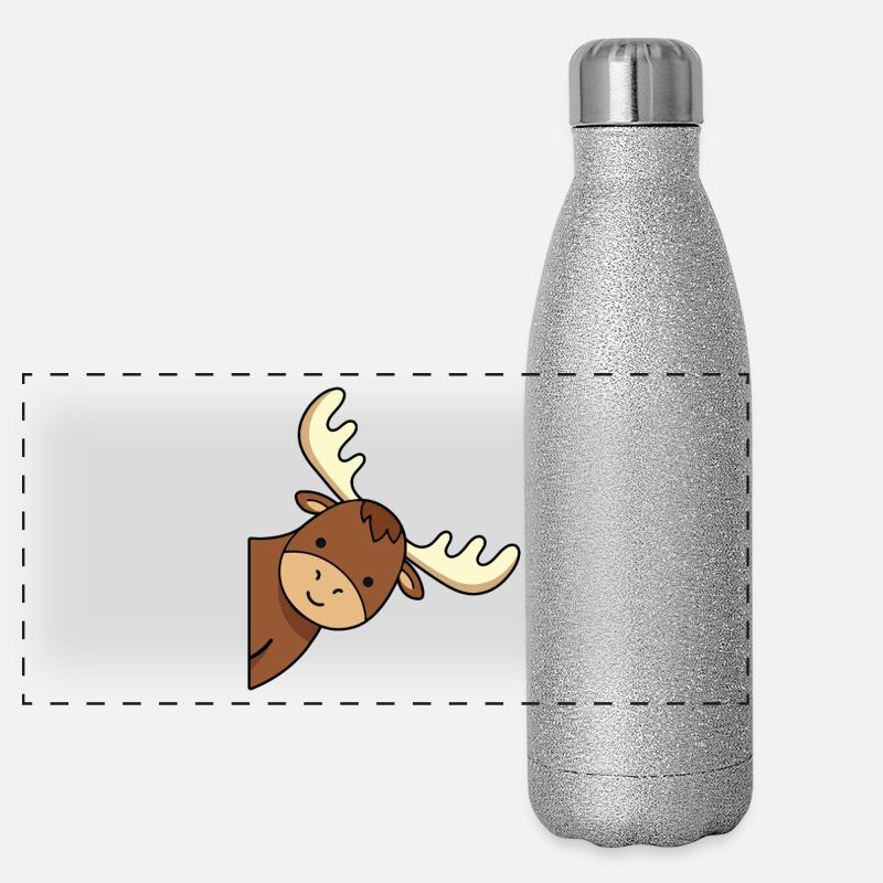 Élan orignal d’Alaska Mignon, drôle d’Alaska Gourde isotherme panoramique pailletée 500 ml