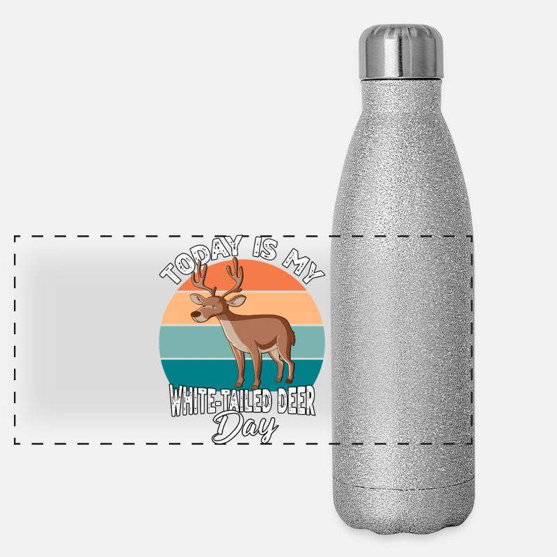 Weisswedelhirsch White-Tailed Deer Panorama Glitzer Isolierflasche 500 ml