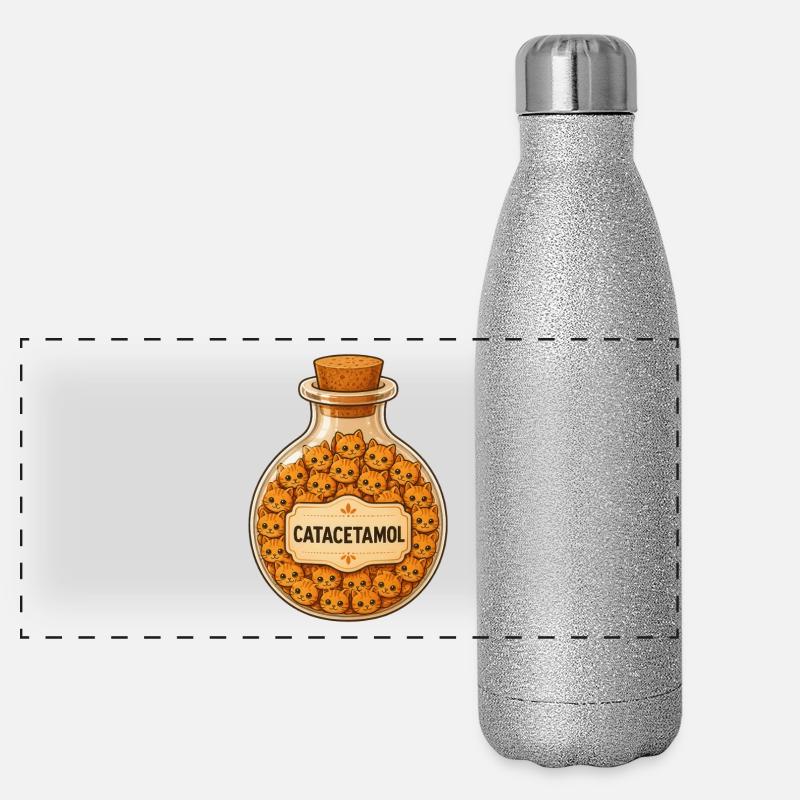 Catacetamol-Flasche der Katzen Panorama Glitzer Isolierflasche 500 ml