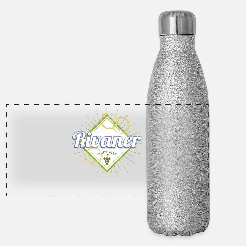Rivaner Rebe Vintage Weintrinker und Winzer Design Panorama Glitzer Isolierflasche 500 ml
