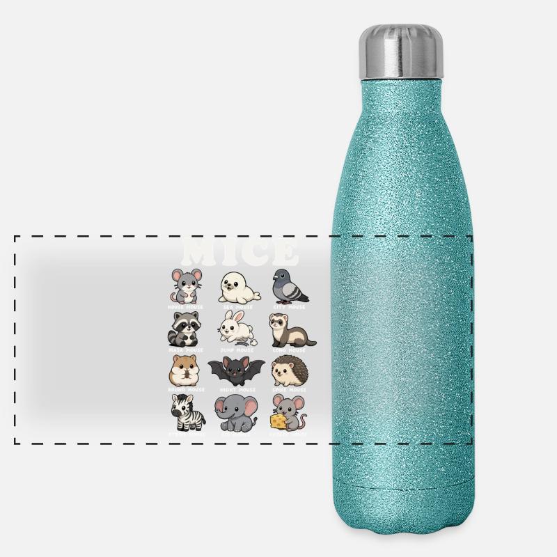 Souris Drôle sur la classification des animaux Humour Gourde isotherme panoramique pailletée 500 ml