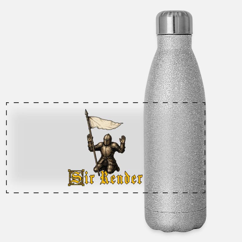 Sir Render Surrender Funny Ren Faire Medieval Panoramic Glitter Thermal Bottle 500 ml