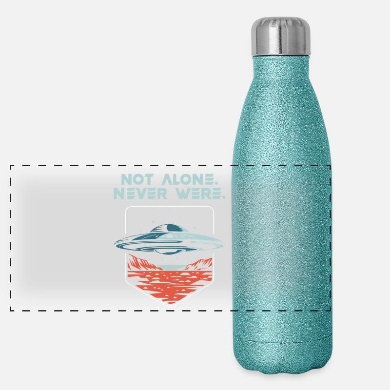 Pas seul. Jamais arrivé. Alien OVNI Présent Gourde isotherme panoramique pailletée 500 ml