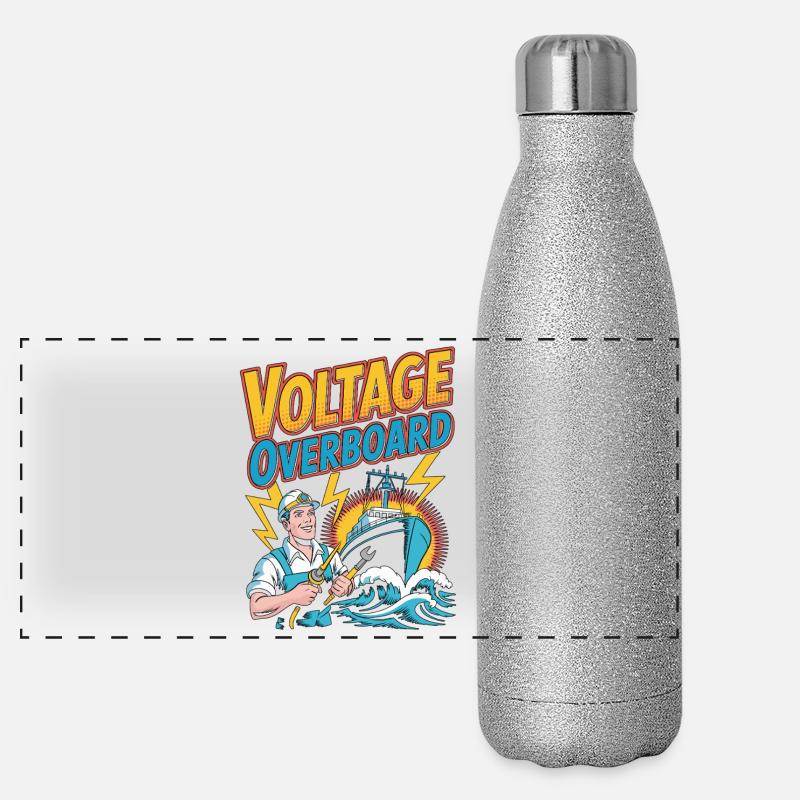 Marine Electrician Voltage Overboard Engineering Panoramic Glitter Thermal Bottle 500 ml