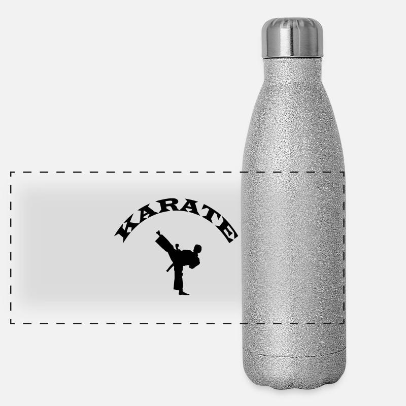 karate icon - Panoramic Glitter Thermal Bottle 500 ml - silver glitter