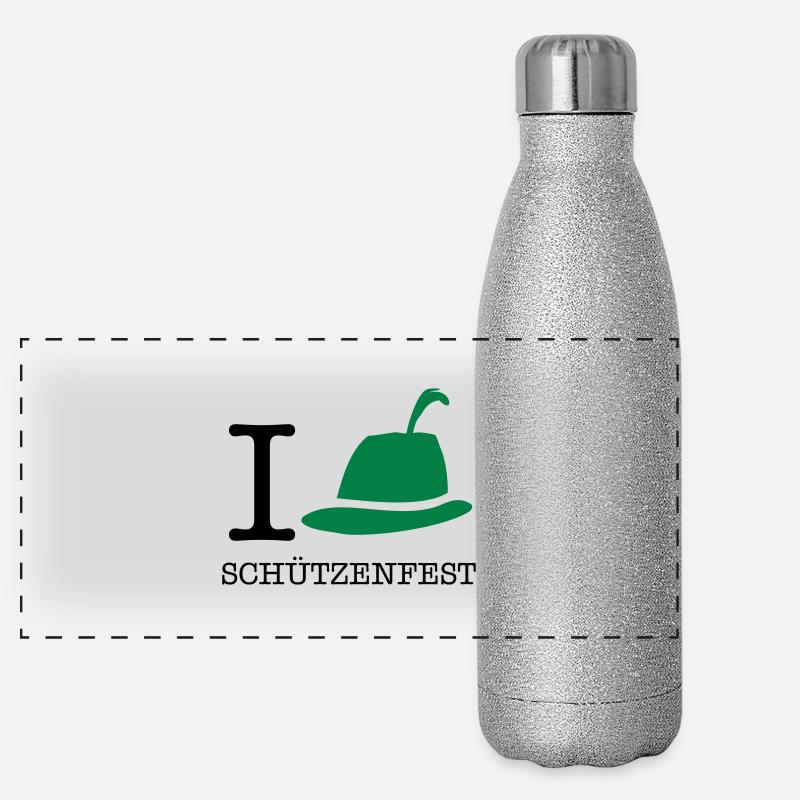 I love Schützenfest Panorama Glitzer Isolierflasche 500 ml