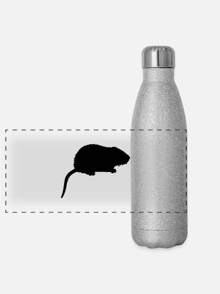 nutria_n1 - Panoramic Glitter Thermal Bottle 500 ml - silver glitter - Front
