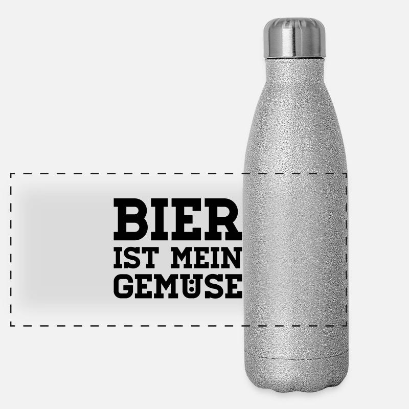 Bier ist mein Gemüse Panorama Glitzer Isolierflasche 500 ml