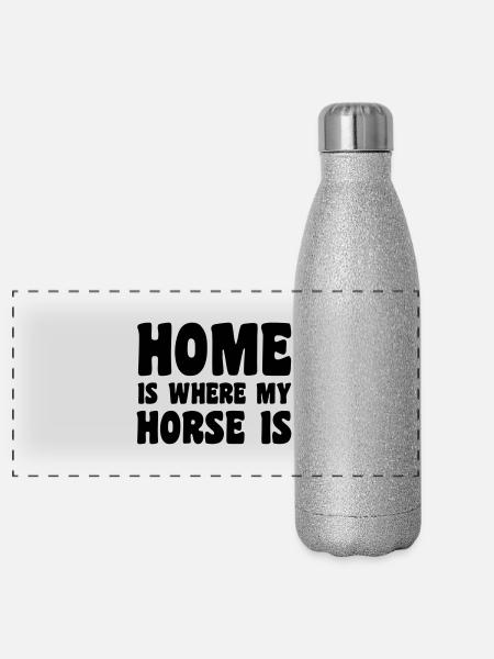 Horse - Panorama Glitzer Isolierflasche 500 ml - Silber Glitzer - Vorne