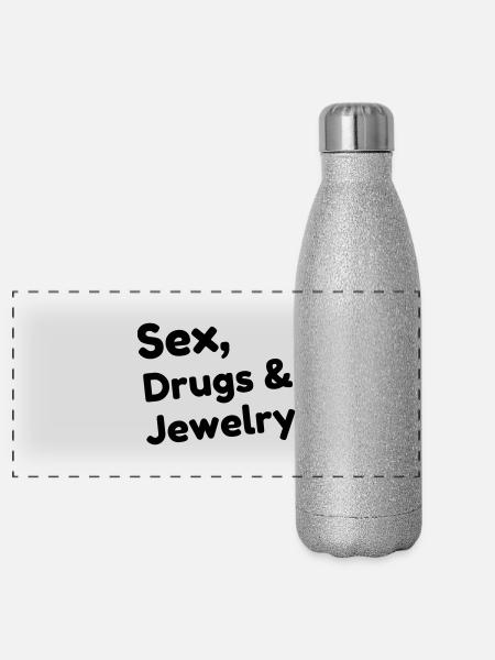 Juwelier / Gem / Diamant / Edelstein - Panorama Glitzer Isolierflasche 500 ml - Silber Glitzer - Vorne