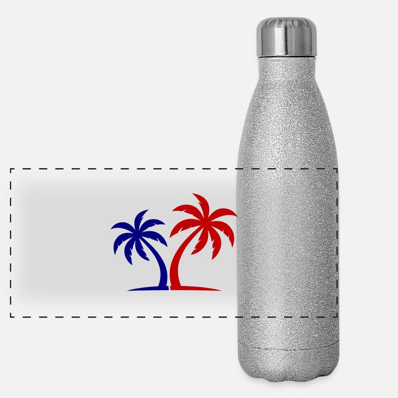 Île symbole de palmier Gourde isotherme panoramique pailletée 500 ml