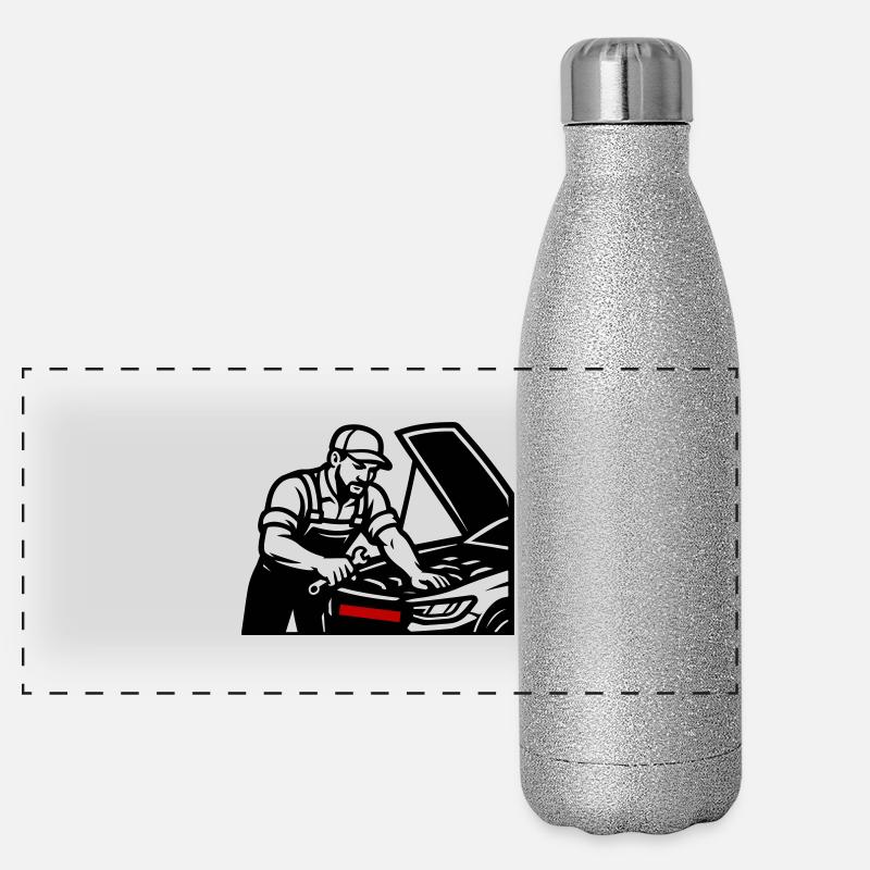 Car Mechanic Panoramic Glitter Thermal Bottle 500 ml