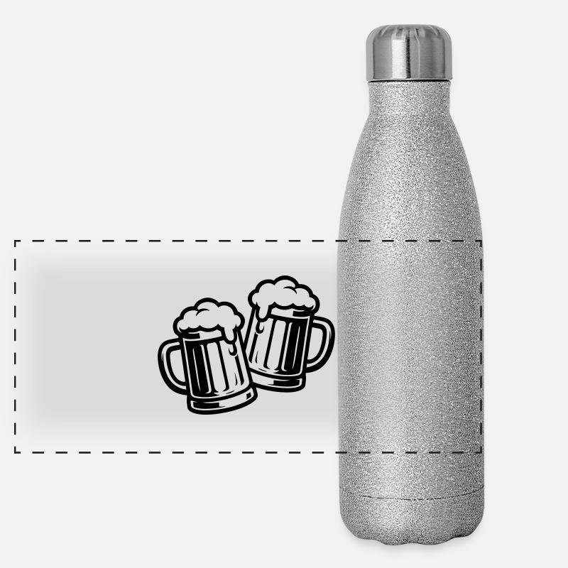 Bier Anstoßen Bierkrug Saufen Panorama Glitzer Isolierflasche 500 ml