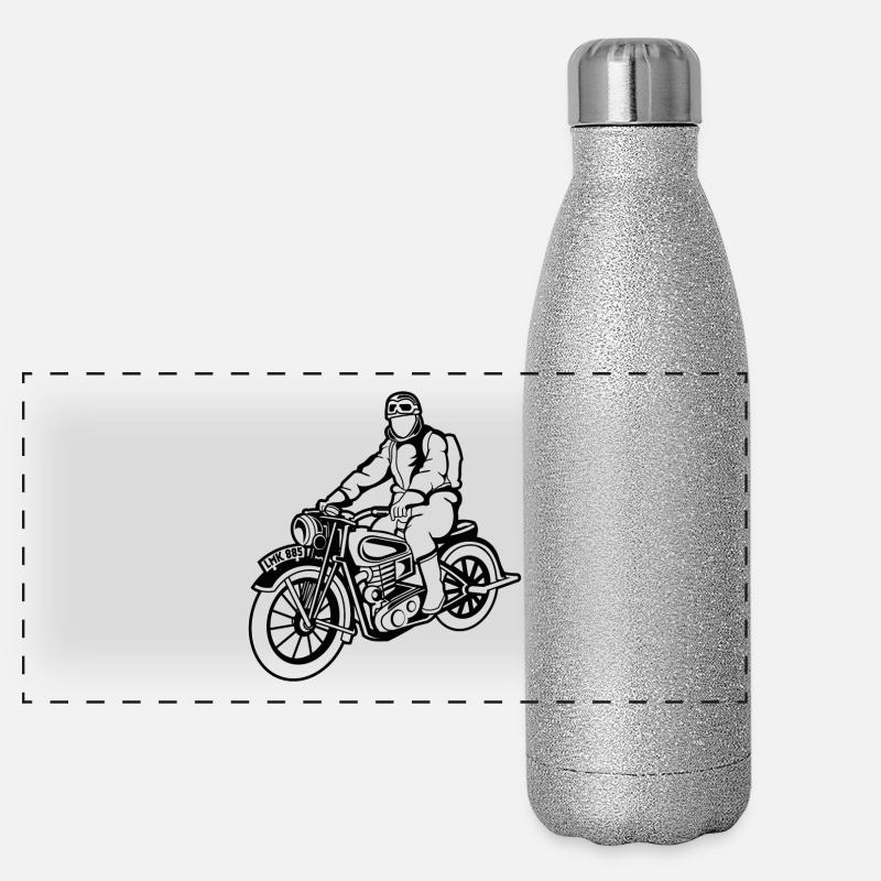 Chopper / Motorcykel 04_schwarz Termoflaske i rustfrit stål med glimmer