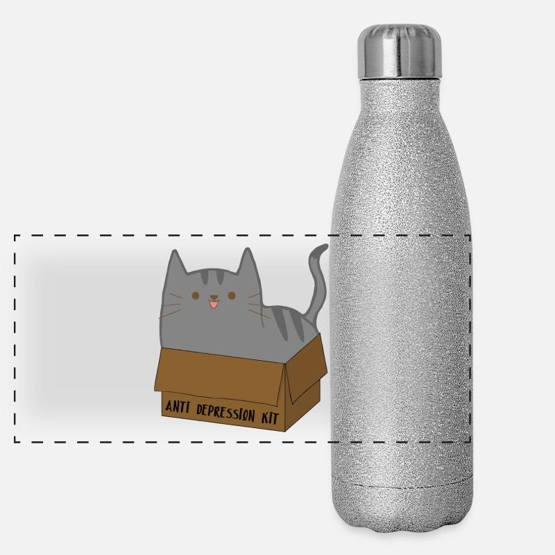 Toffee le chat dans une boîte Gourde isotherme panoramique pailletée 500 ml