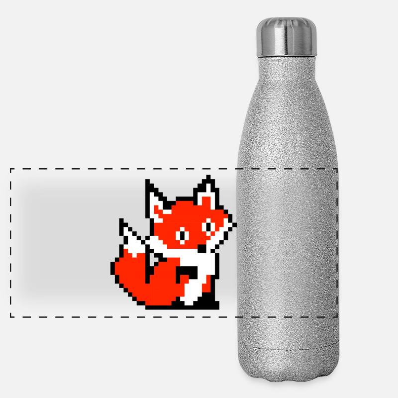Fox Fox Paw rétro conception de chemise de pixel Gourde isotherme panoramique pailletée 500 ml