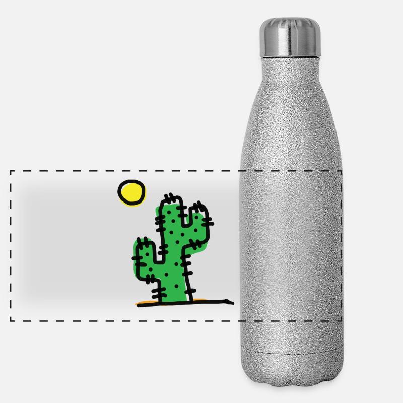 Cactus unique Gourde isotherme panoramique pailletée 500 ml