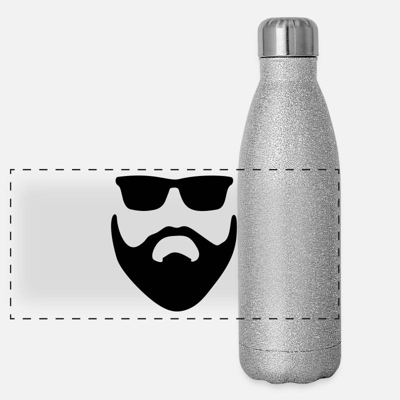 Bärtiger Mann mit Sonnenbrille Panorama Glitzer Isolierflasche 500 ml