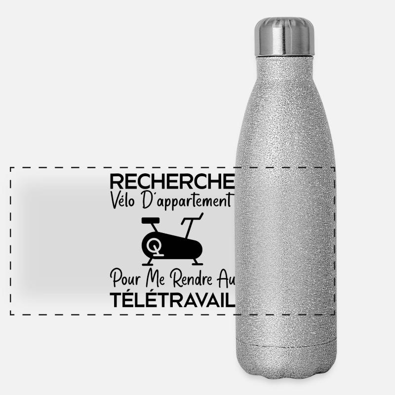 Telecommuting, work humor, office humor Panoramic Glitter Thermal Bottle 500 ml