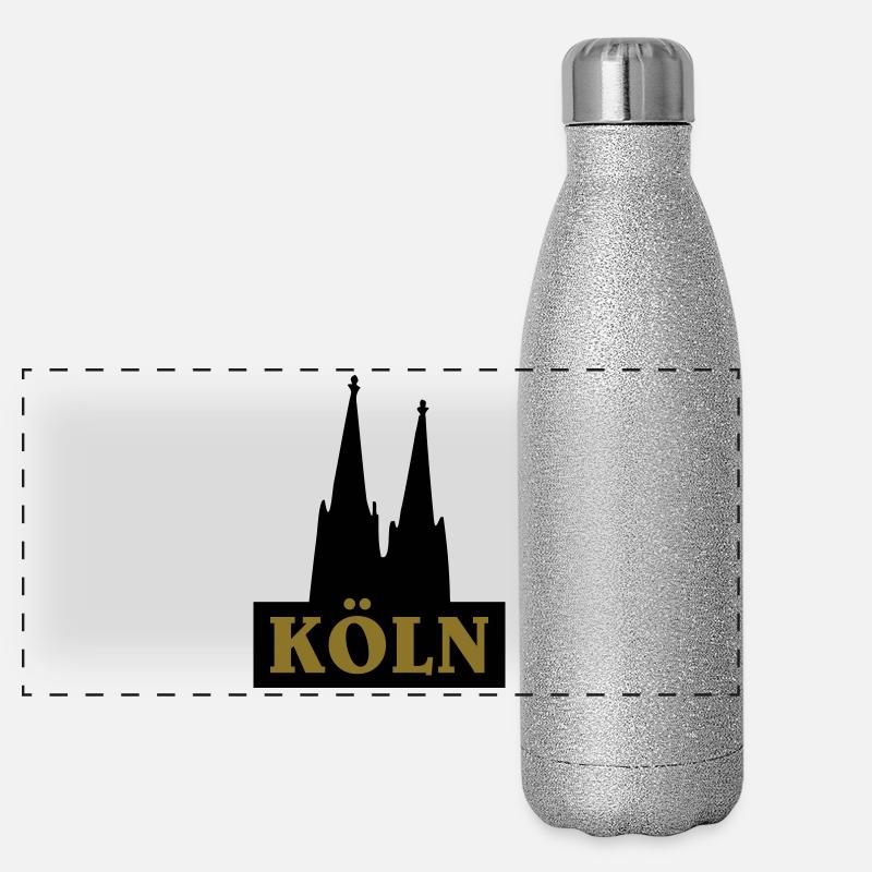 Köln Logo mit dem Kölner Dom Panorama Glitzer Isolierflasche 500 ml
