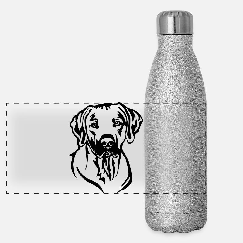 Tête rhodesienne Ridgeback Gourde isotherme panoramique pailletée 500 ml