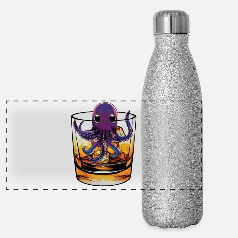 Small squid in whiskey 🥃 Panoramic Glitter Thermal Bottle 500 ml