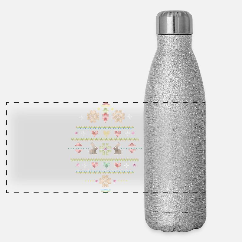 Easter motifs in knitting pattern style for Easter Panoramic Glitter Thermal Bottle 500 ml