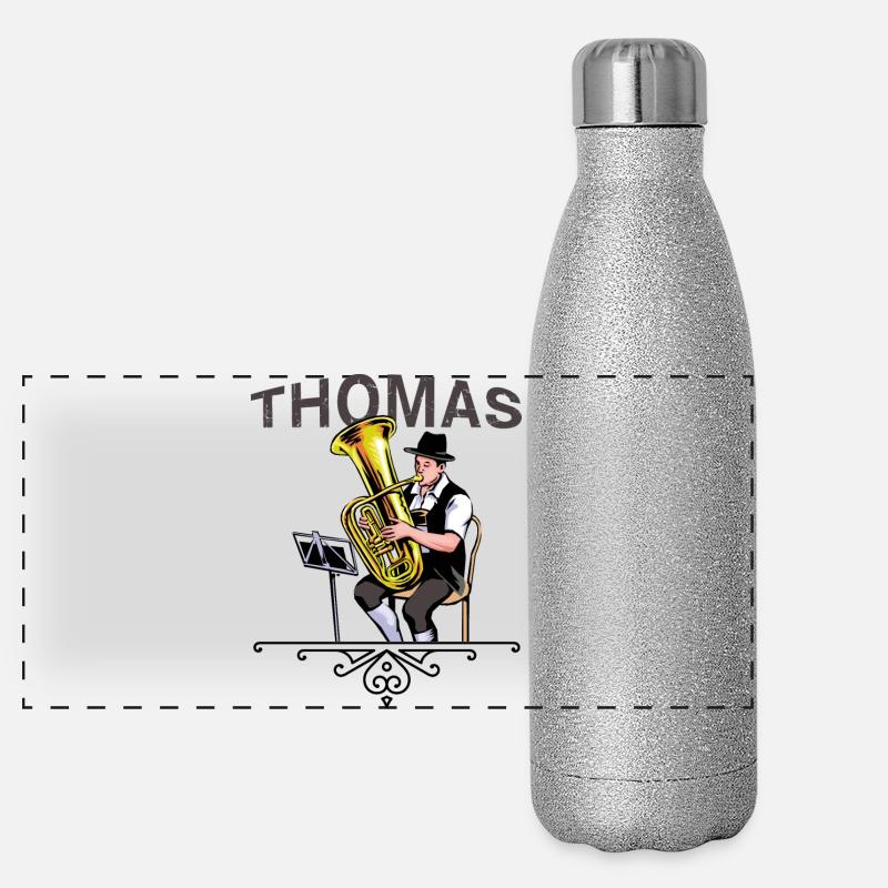 Tuba player folk music THOMAS Panoramic Glitter Thermal Bottle 500 ml