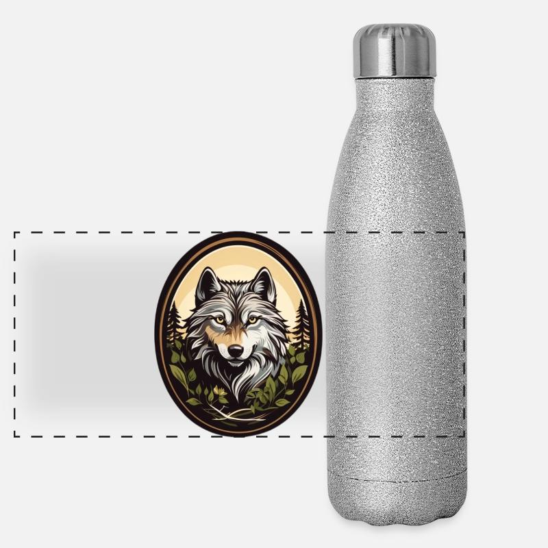 Forest dweller wolf Panoramic Glitter Thermal Bottle 500 ml