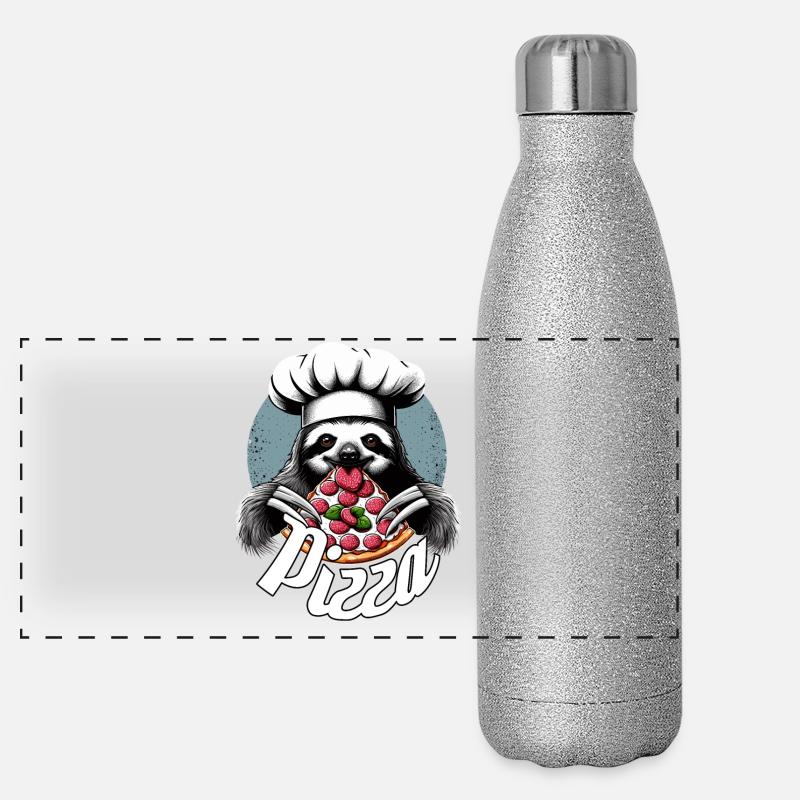 Pizza Yummy Sloth Gift Panoramic Glitter Thermal Bottle 500 ml