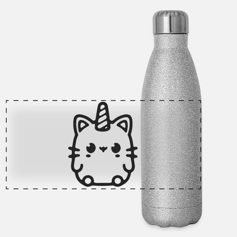Dessin au trait de la petite licorne Gourde isotherme panoramique pailletée 500 ml