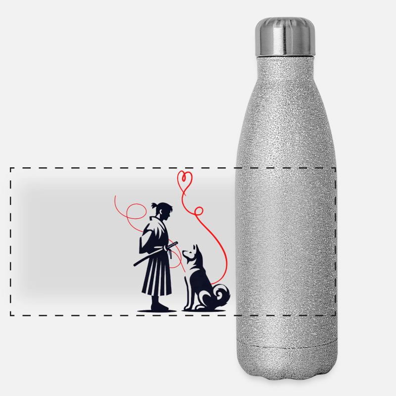 Dog Bandana Akita Samurai Red Thread Panoramic Glitter Thermal Bottle 500 ml
