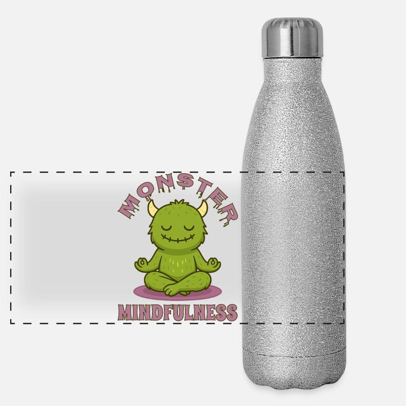 Monster Mindfulness - Conception de méditation d’Halloween Gourde isotherme panoramique pailletée 500 ml