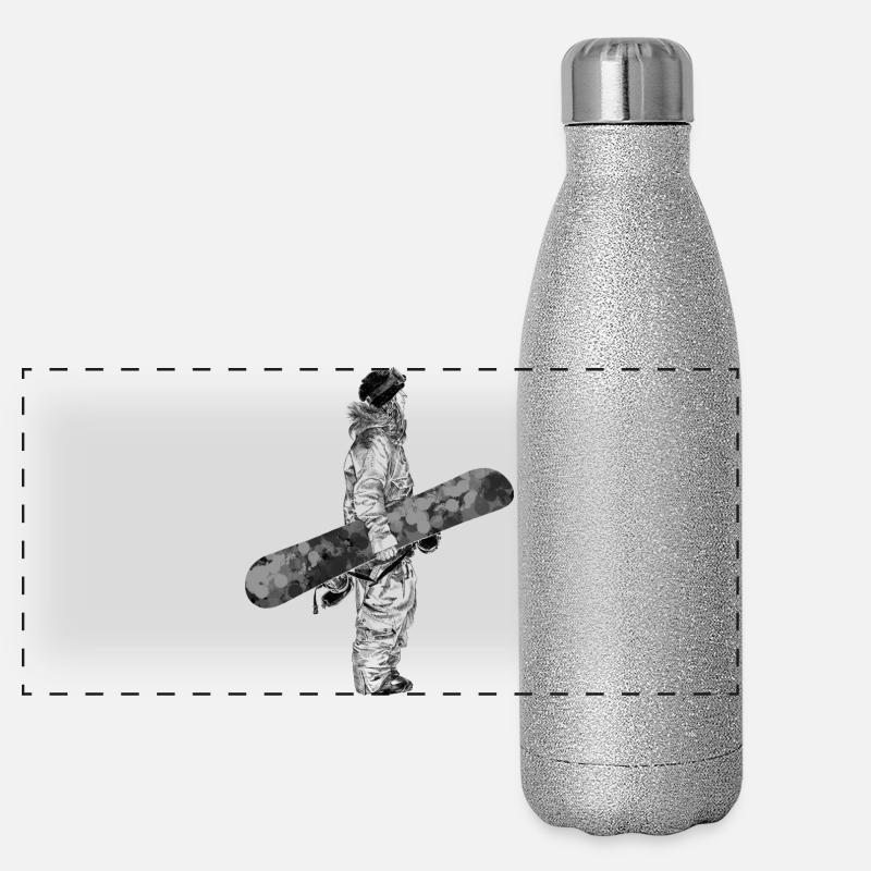Freerider Snowboarder Panorama Glitzer Isolierflasche 500 ml
