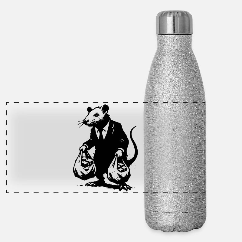 Rat in a suit steals gold Panoramic Glitter Thermal Bottle 500 ml