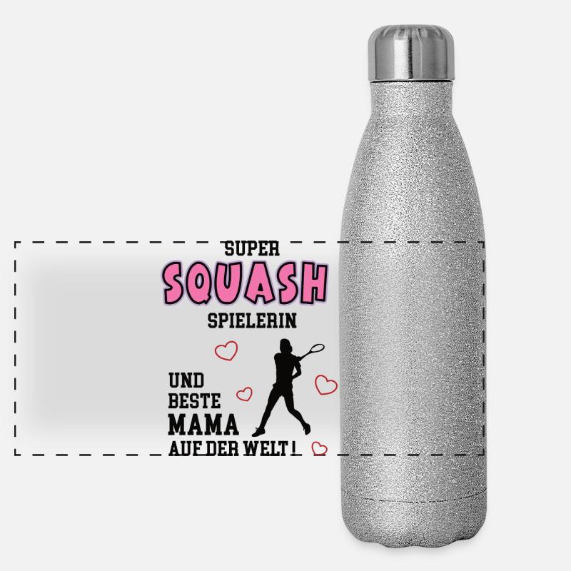 Squash Spielerin Mama Squasherin Mutter Frau Panorama Glitzer Isolierflasche 500 ml