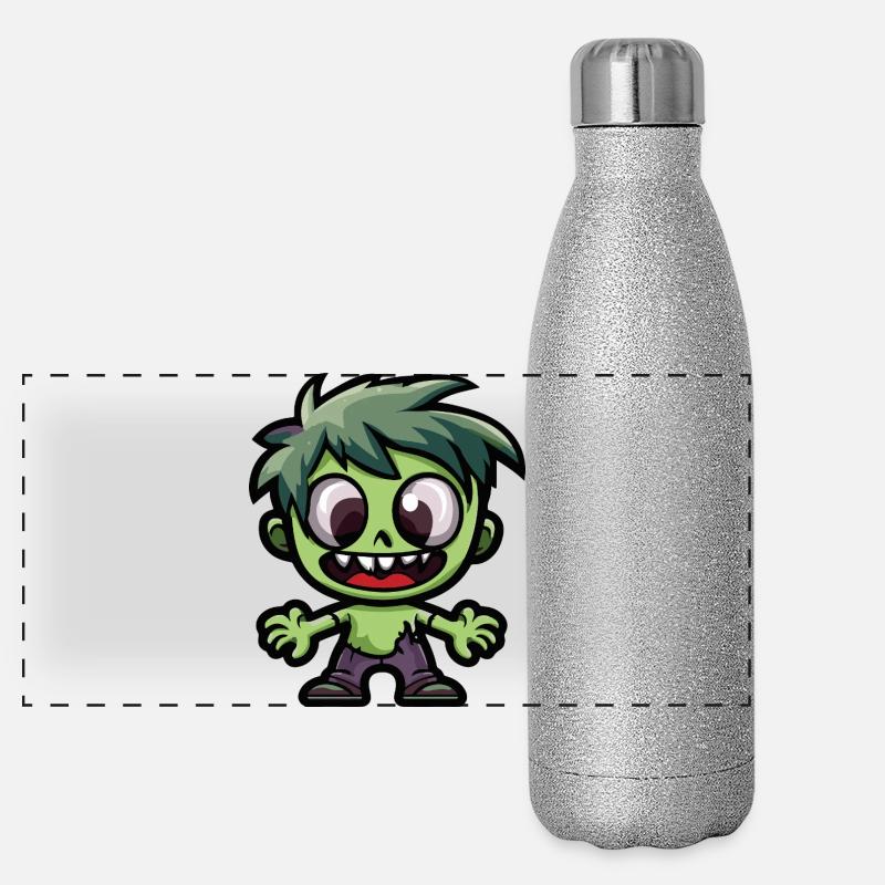 Zombie Halloween Niedlich Comic Panorama Glitzer Isolierflasche 500 ml