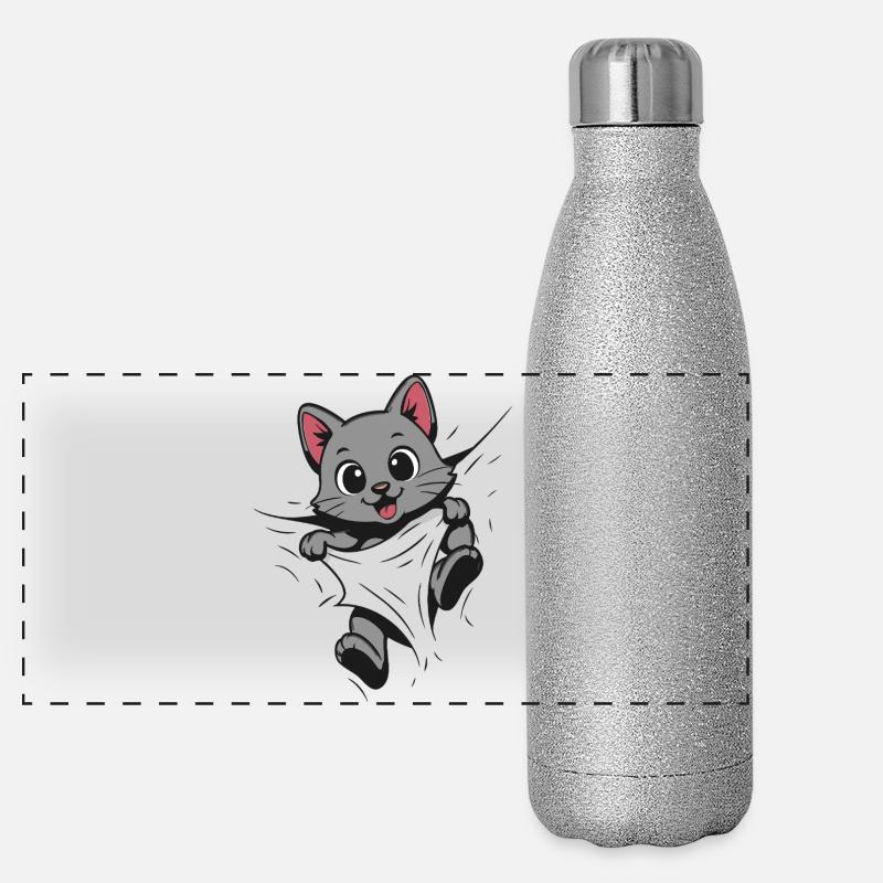 Kitten Cuddly Cat Cute Cat Panoramic Glitter Thermal Bottle 500 ml