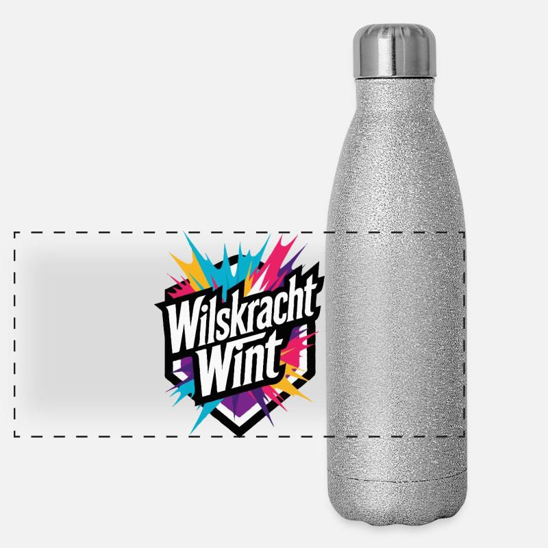 Willenskraft gewinnt: bunte Power-Motivation Panorama Glitzer Isolierflasche 500 ml