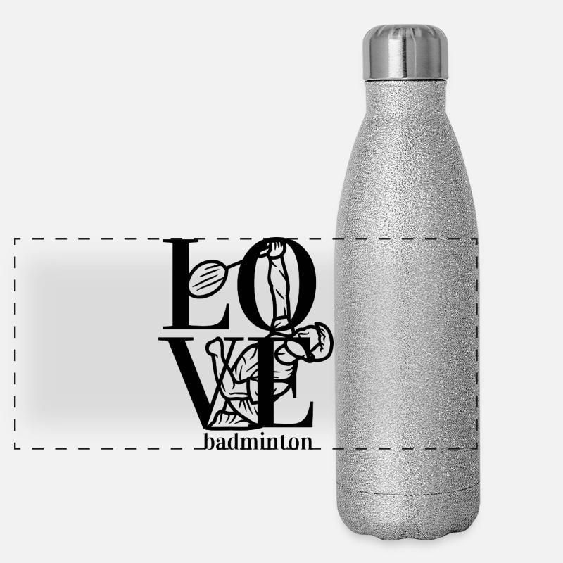 Ich liebe Badminton. Panorama Glitzer Isolierflasche 500 ml