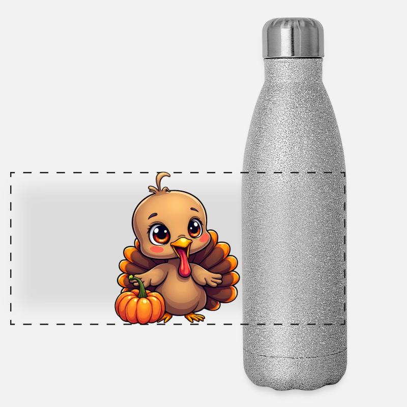 Bébé dinde de Thanksgiving Gourde isotherme panoramique pailletée 500 ml