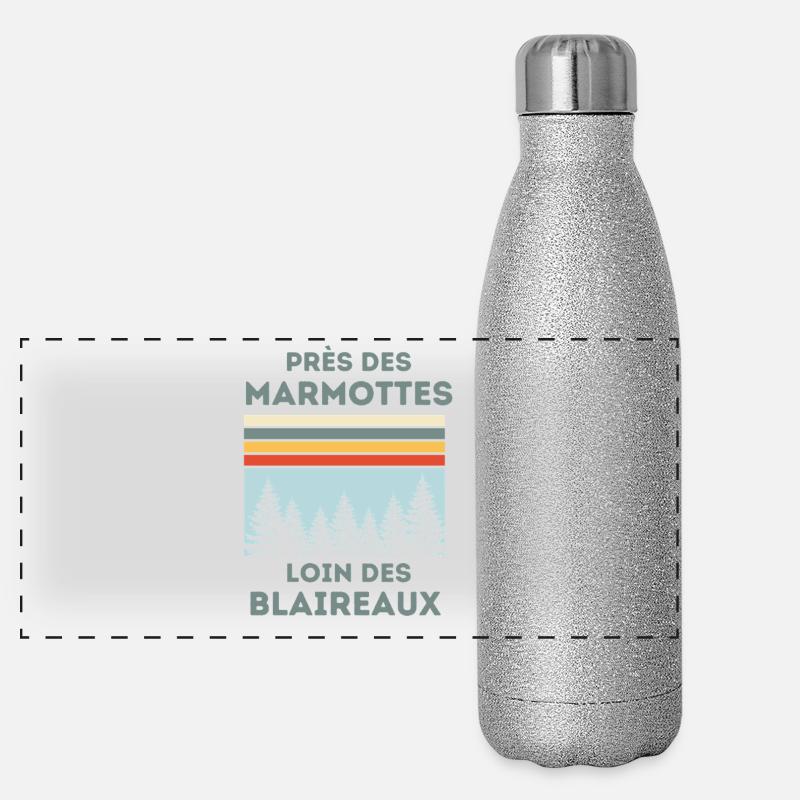 In der Nähe der Murmeltieren, weit weg von den Dachsen Panorama Glitzer Isolierflasche 500 ml