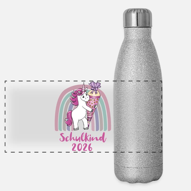 Schoolchild 2026 Unicorn with Sugar Cone Panoramic Glitter Thermal Bottle 500 ml