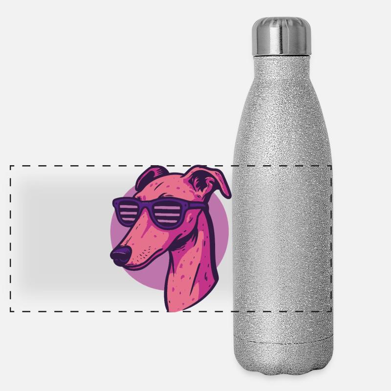 Windhund, Galgo Panorama Glitzer Isolierflasche 500 ml