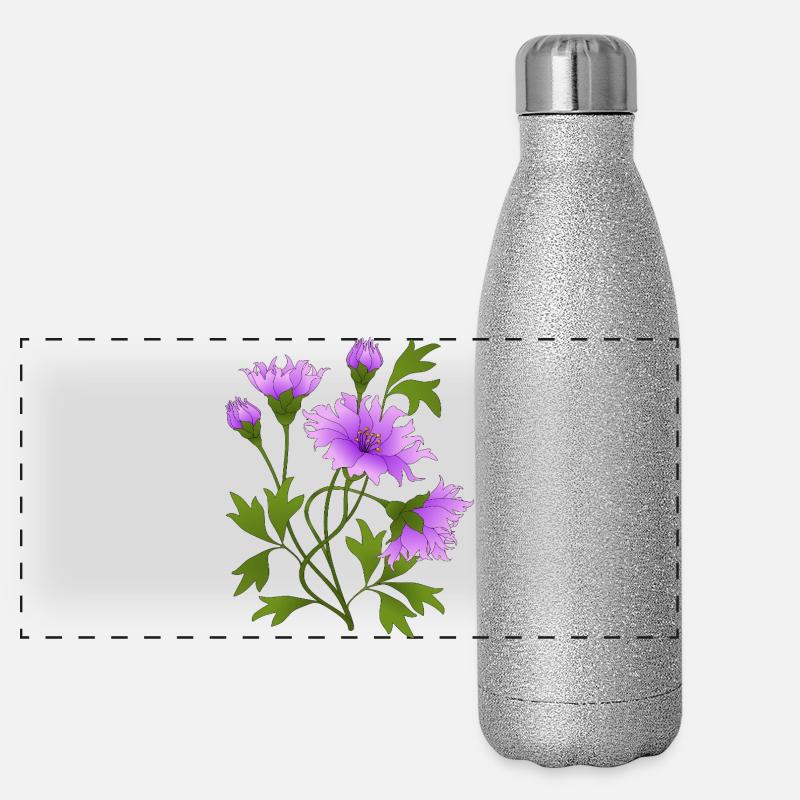 Blumen Panorama Glitzer Isolierflasche 500 ml